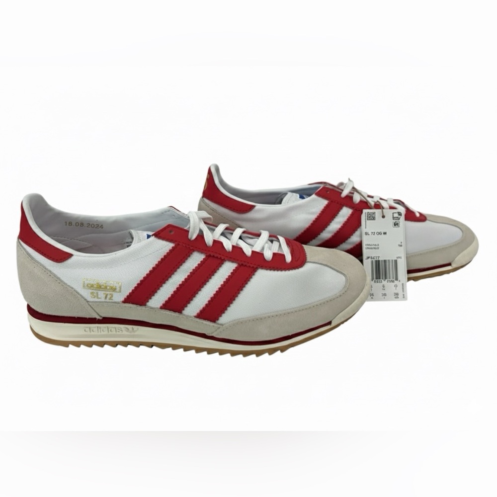 adidas SL 72 OG White Red Alumina Men 8.5 (Women 9.5) NWT + Extra Laces